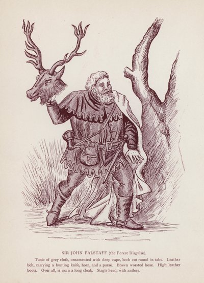 Shakespeares The Merry Wives of Windsor: Sir John Falstaff, the Forest Disguise (litho) av English School