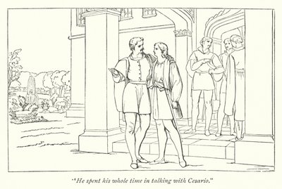Shakespeares tolvte natt; Orsino sender Viola til Olivia (gravering) av English School