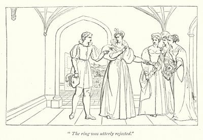 Shakespeares Two Gentlemen Of Verona; Julia avviser ringen (gravering) av English School