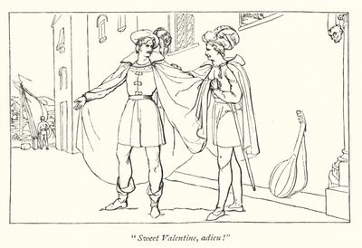Shakespeares Two Gentlemen Of Verona; Avskjeden mellom Valentine og Proteus (gravering) av English School