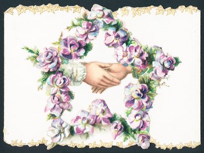 Riste hender inne i Star of Flowers, kort av English School