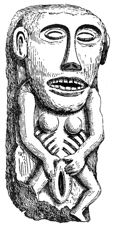 Sheela-na-Gig, fra Ballinahend Castle, Tipperary, Irland av English School