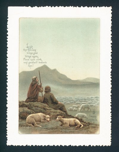 Hyrde og sauer, julekort av English School