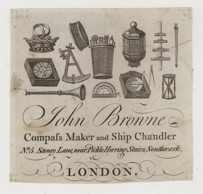 Skipshandlere, John Browne, handelskort av English School