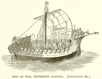 Krigsskip, femtende århundre. (Harleian Ms.) av English School