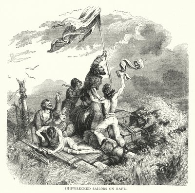 Schiffbrüchige Matrosen auf einem Floß von English School