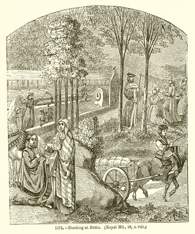 Skyting mot rumper. (Royal MS, 19, o. Viii) av English School