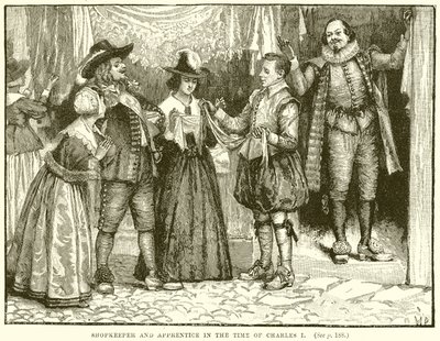Butikkeier og lærling i Charles I's tid av English School