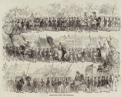 Shrewsbury Show, the Procession (gravering) av English School