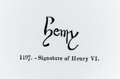 Signatur av Henry VI (1421-71) (litho) (bw-bilde) av English School