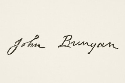 Signatur av John Bunyan, fra The National and Domestic History of England av William Hickman Smith Aubrey (1858-1916) utgitt London, ca. 1890 av English School