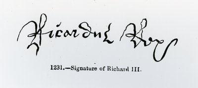 Signatur av Richard III (1452-85) (bw-bilde) av English School