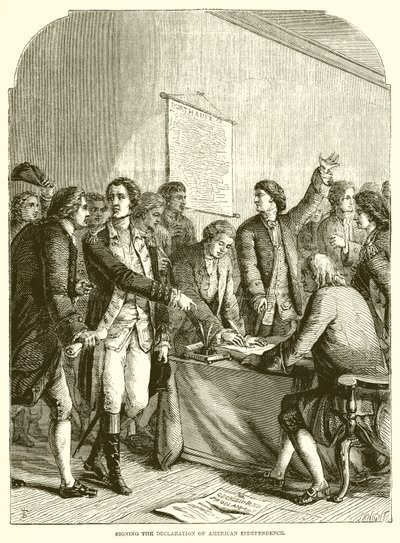 Signerer erklæringen om amerikansk uavhengighet av English School