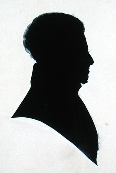 Silhouette of GB, fra Michael Faradays utklippsbok (blekk på papir) av English School