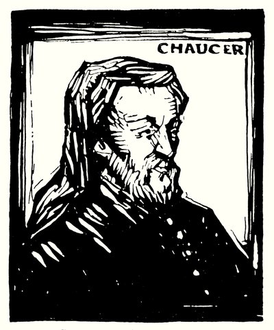 Silhuettportrett, Geoffrey Chaucer (litografi) av English School