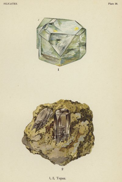 Silikater, topas (farge litho) av English School