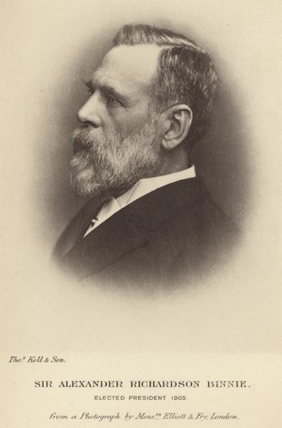 Sir Alexander Richardson Binnie valgt til president for Institution of Civil Engineers i 1905 av English School