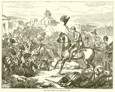 Sir John Moore i Corunna, 1809 av English School
