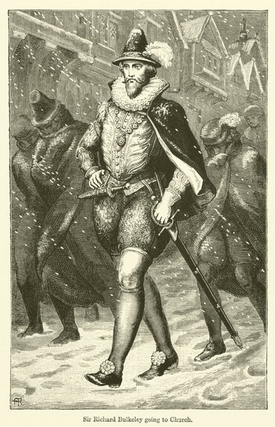 Sir Richard Bulkeley går til kirken (gravering) av English School