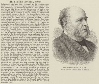 Sir Robert Morier, GCB, Hennes Majestets ambassadør i Russland (gravering) av English School