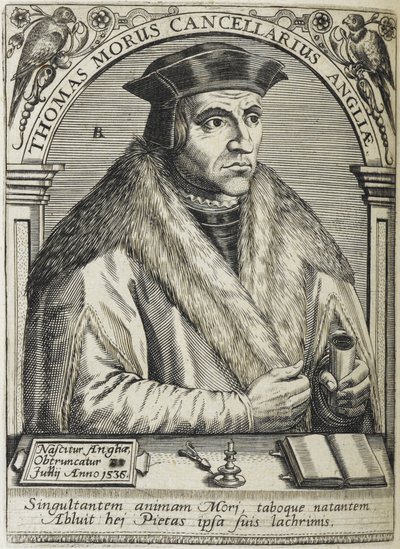 Sir Thomas More, Saint, illustrasjon fra "Ikoner til femti menn med berømmelig læring og læring ..." av English School