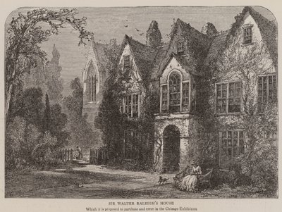 Sir Walter Raleighs hus (gravering) av English School