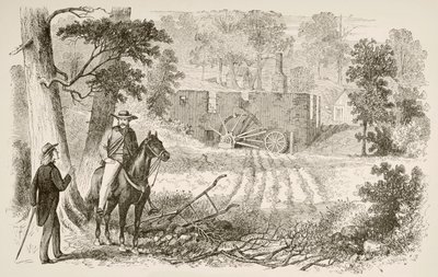 Stedet for slaget ved Gaines' Mill (litho) av English School