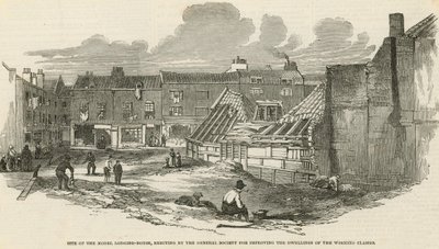 Stedet for modellhyttehuset, reist av General Society for Improving the homes of the working classes av English School