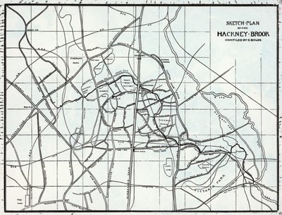 Sketch Plan of the Hackney Brook, kompilert av E. Bolus av English School