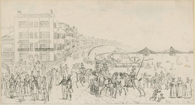 Skisse av strandpromenaden ved Brighton av English School
