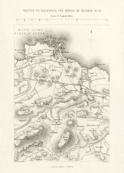 Skisse for å illustrere slaget ved Dunbar, 1650 av English School