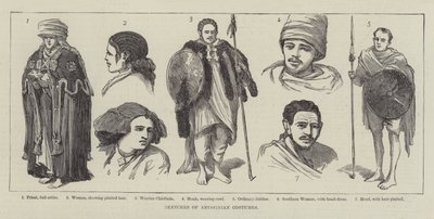 Skisser av abyssiniske kostymer (gravering) av English School
