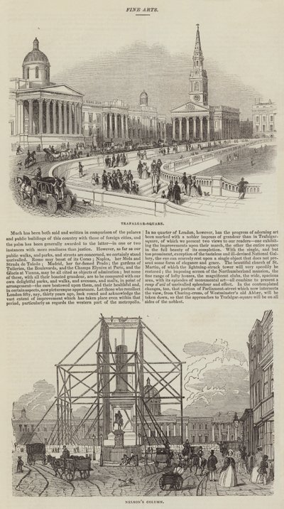 Skisser av Trafalgar Square (gravering) av English School