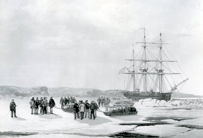 Sledge Party forlater HMS Investigator i Mercy Bay, under kommando av løytnant Gurney Creswell (litografi) av English School