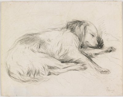 Sleeping Dog, ca. 1840 (grafitt på papir) av English School