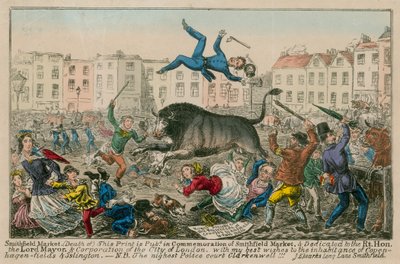 Smithfield Market (farget gravering) av English School