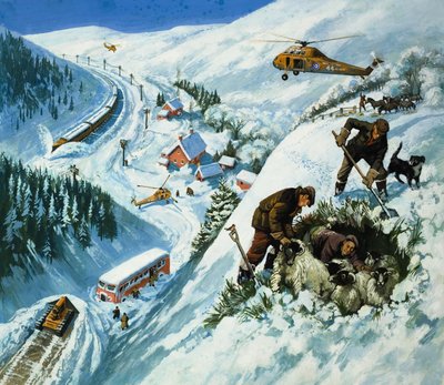 Snøredning (gouache på papir) av English School