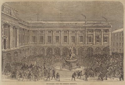 Snøball på Liverpool Exchange (gravering) av English School