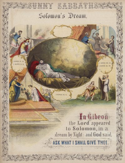 Salomos drøm (farget gravering) av English School