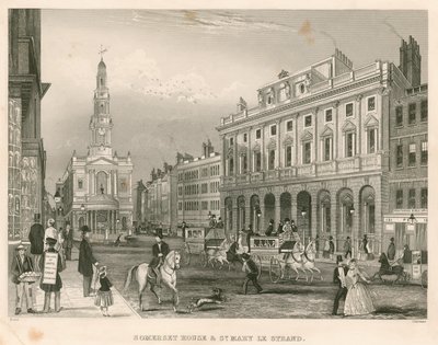 Somerset House og St Mary-le-Strand, The Strand, London av English School