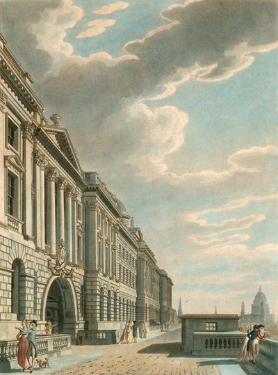 Somerset Terrace langs Themsen, Somerset House, The Strand, London av English School