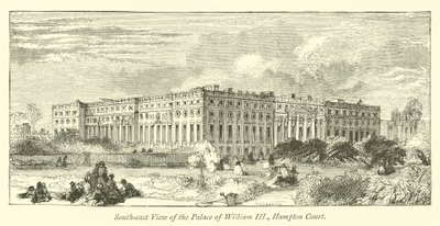 Sørøst utsikt over palasset til William III, Hampton Court av English School