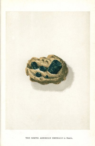 Søramerikansk smaragd i matrise, fra Edwin Streeters "Precious Stones and Gems," London, George Bell & Sons av English School