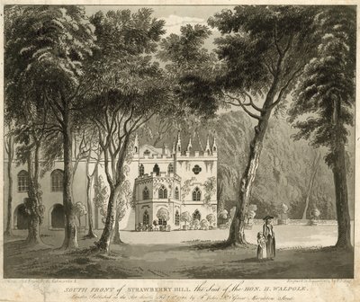 Sørfronten av Strawberry Hill, Twickenham, London, setet til den ærede Horace Walpole av English School