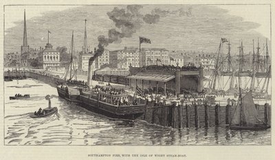 Southampton Pier, med Isle of Wight Steam-Boat (gravering) av English School