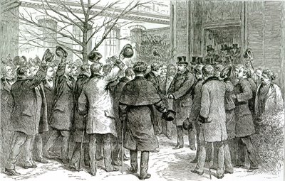 Sr. Robert Koch (1843-1910) forlater Royal Hospital, hvor den engelske pasienten blir behandlet, fra The Graphic, 6. desember 1890 av English School