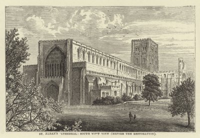 St Albans Cathedral, sørvest utsikt, før restaureringen av English School