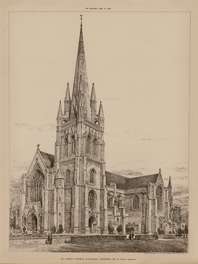 St. Albans kirke, Blackburn, eksteriør (gravering) av English School