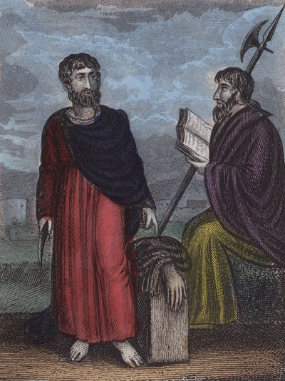 St Bartolomeus; St Thomas (farget gravering) av English School