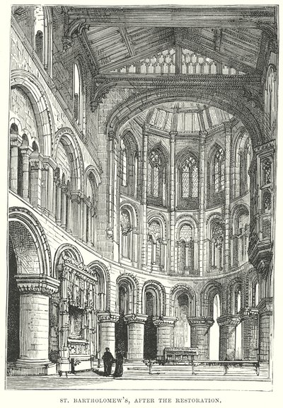 St. Bartholomew#39;s, etter restaureringen (gravering) av English School